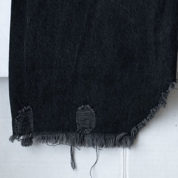 We the Free Taper Baggy Boyfriend Jeans Grunge Goth Charcoal Black Ankle Fray - Picture 6 of 15